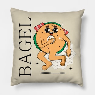 Hand Drawn Bagel Fun Pillow