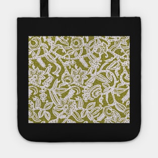 Vintage floral lace (green yellow) Tote