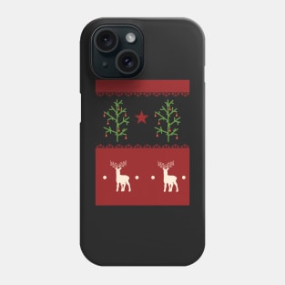 Traditional Christmas Tree Deer Scandinavian Aesthetic Pattern Phone Case