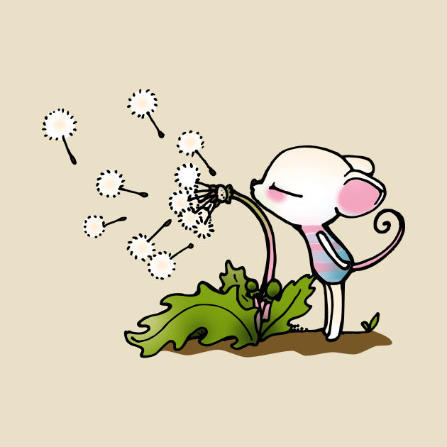 White Mouse and Dandelion by LyddieDoodles