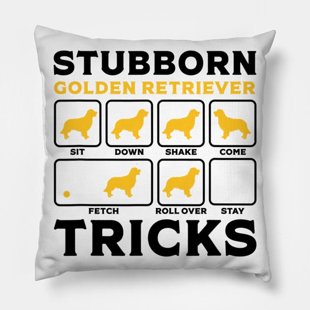 Stubborn Golden Retriever Tricks Pillow by Rojio