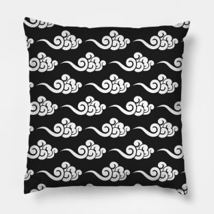 Chinese Clouds Pattern on Black Background Pillow