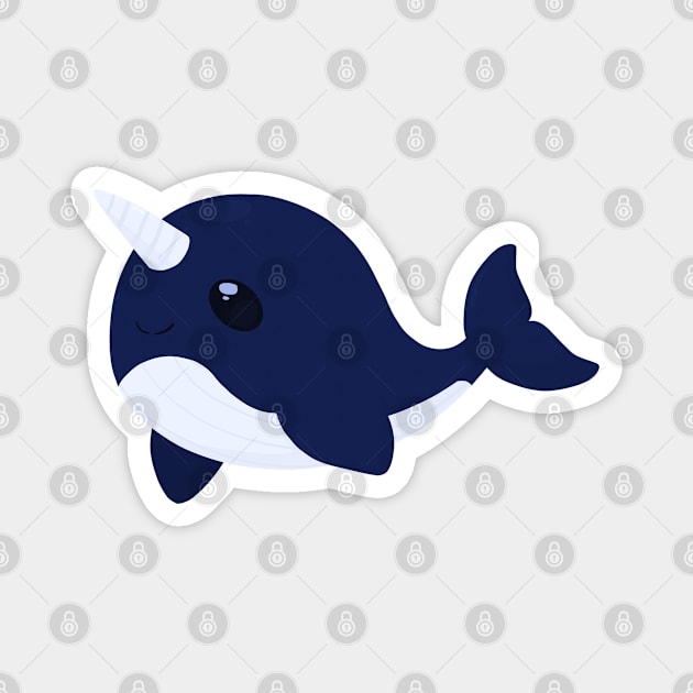 Navy Narwhal Magnet by NovaSammy