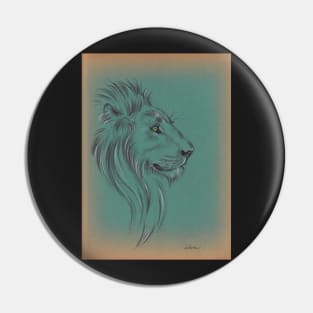 "Lion" - Prisma pencil drawing on vintage paper Pin