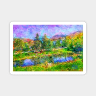 Autumn Lake in Vermont Impressionist Painting Magnet