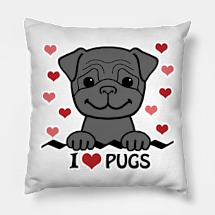 I Love Pugs Pillow