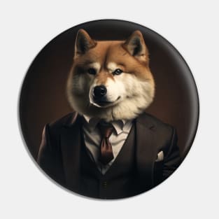 Akita Dog in Suit Pin