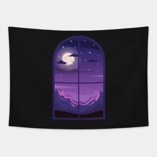 Night window view Tapestry