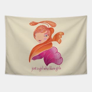 Just a girl who likes girls with Lesbian pride flag colors. Lesbian shirt Tapestry