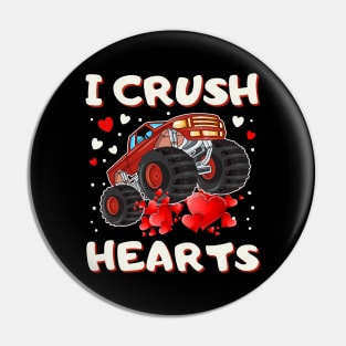 Valentines Day Monster Truck Boys Toddler I Crush Hearts Pin