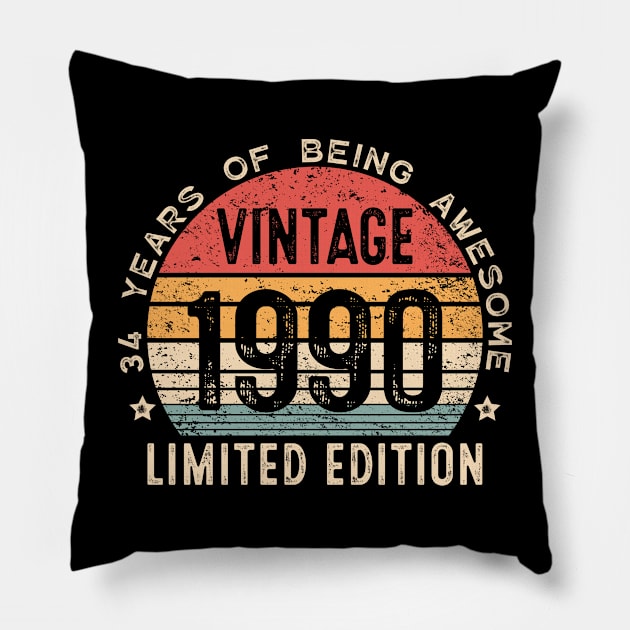 Vintage 1990, 33rd Birthday Gift 33 years old Pillow by Shrtitude
