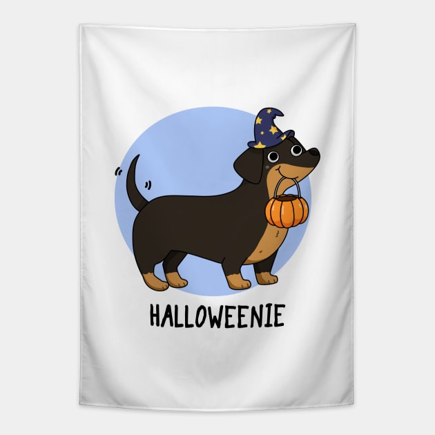 Halloweenie Cute Halloween Dachshund Dog puns are life Tapestry by punnybone