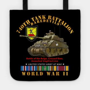 740th Tank Battalion - Daredevils w Tank WWII  EU SVC Tote