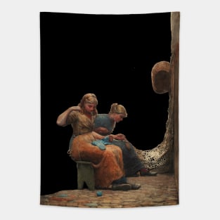 Two Girls Mending the Nets Tapestry