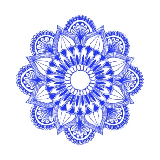 Flower Mandala (blue on white) T-Shirt