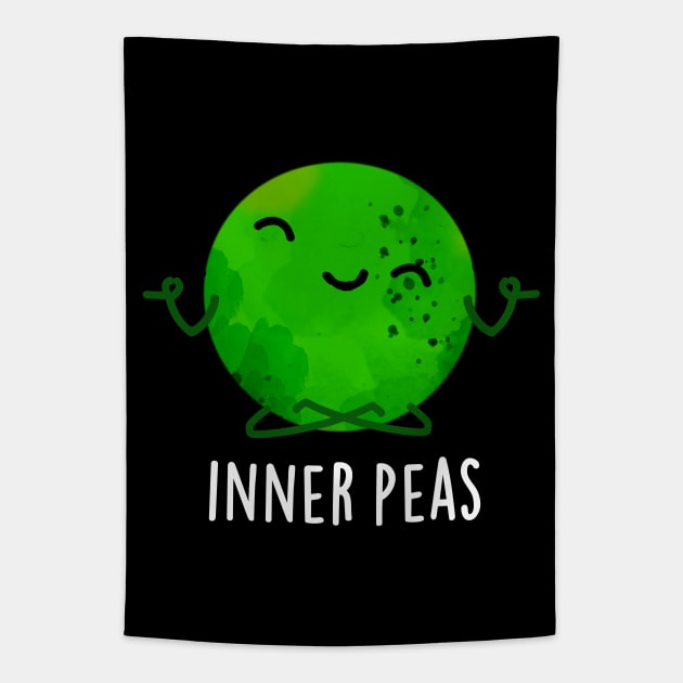 Inner Peas Cute Meditating Pea Pun Tapestry by punnybone