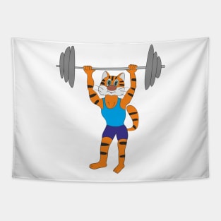 Weightlifter Cat Tapestry