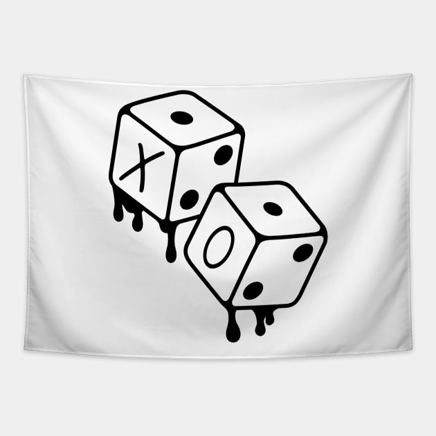 XO Weekend Dice Black Outline Tapestry by Disocodesigns