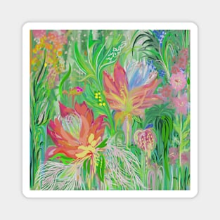 Abstract Protea tropical garden Magnet