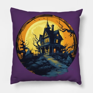 Hallween Haunted House Pillow
