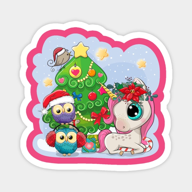 unicorn christmas girls Magnet by mizocrow