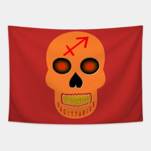 Sagittarius Star Sign Skull Tapestry