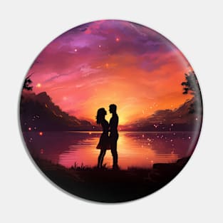 Romantic Couple Sunset Kissing Holding Hands Love Valentines Pin