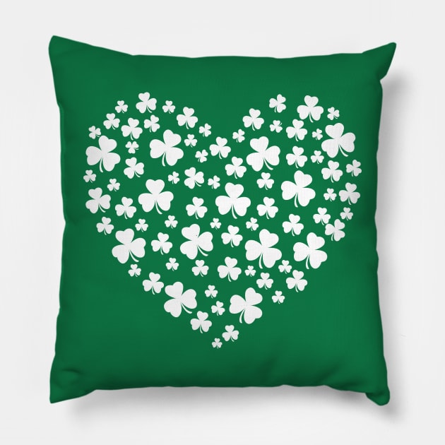 St Patrick's Day Irish Shamrock Heart T-shirt Pillow by brodyquixote