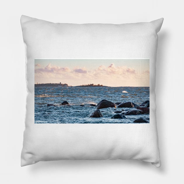 Evening on Baltic Sea Pillow by ansaharju