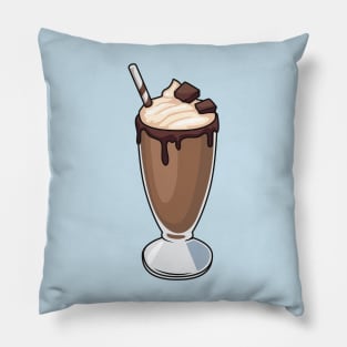 Chocolate milkshake cartoon illustration Pillow