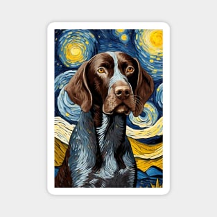 Gsp German Shorthaired Pointer Dog Breed Painting in a Van Gogh Starry Night Art Style Magnet