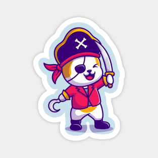 Cute Cat Pirate With Sword Cartoon Magnet