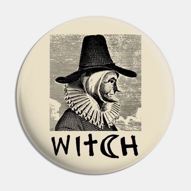 Witch Vintage Illustration / Wicca / Witchcraft / Pagan Pin by DankFutura