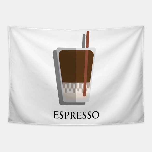 Iced Cold Espresso coffee front view flat design style Tapestry by FOGSJ