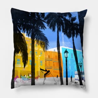 Tropical Cityscape Pillow