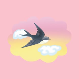 Swallow flies past the clouds T-Shirt