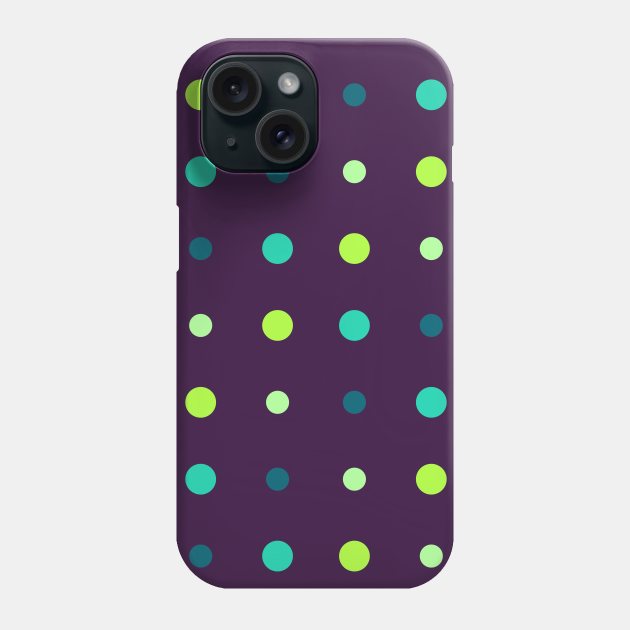 Purple, turquoise and green dots Phone Case by erichristy