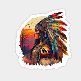 Native American Woman | Psychedelic Art Magnet