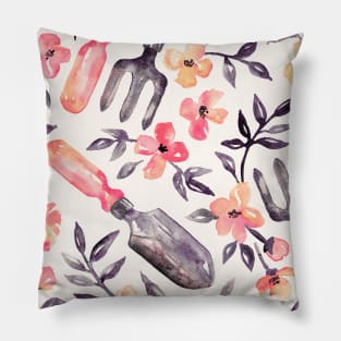 Spring Gardening - peach blossoms on cream Pillow