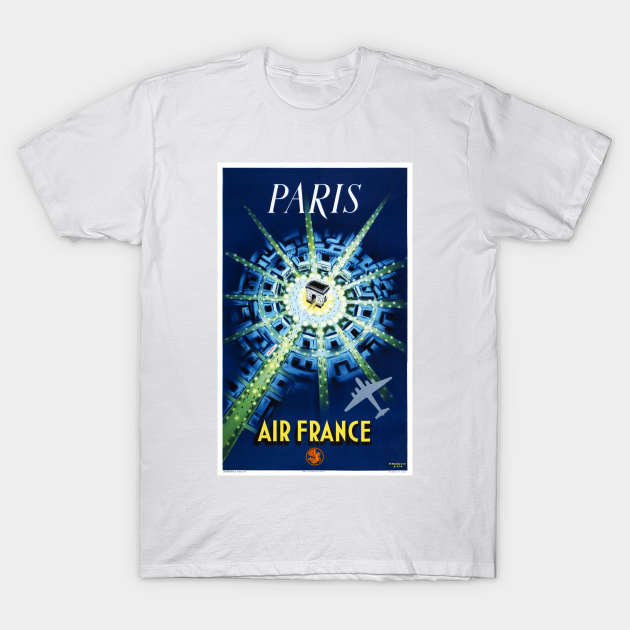 Vintage Travel Poster Air France Paris - Paris France - T-Shirt