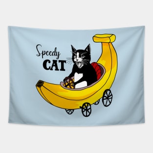 Speedy cat and banana Tapestry