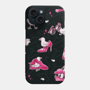 Fashion Bird Pattern - Black & Pink Phone Case