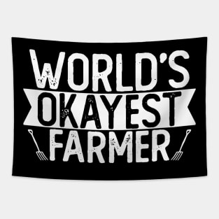 World's Okayest Farmer T shirt Farmer Gift Tapestry