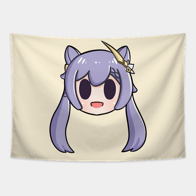 Genshin Impact Keqing chibi head Tapestry by Oricca