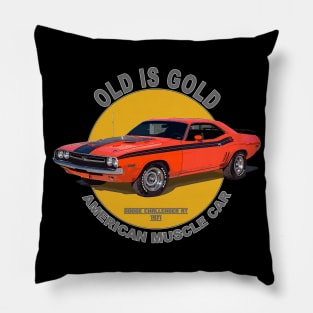 Challenger RT American Muscle Car 60s 70s Old is Gold Pillow