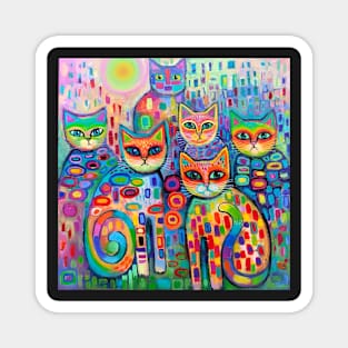 Psychedelic cats 2 Magnet