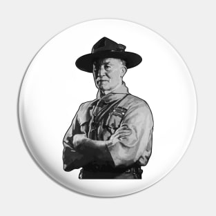 Baden Powell Portrait Illustration Pin