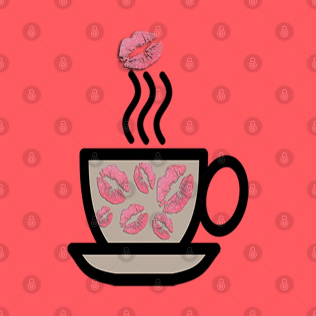 Coffee Lover Gifts, Cute Steaming Mug of Coffee with Pink Lips on Cup by tamdevo1