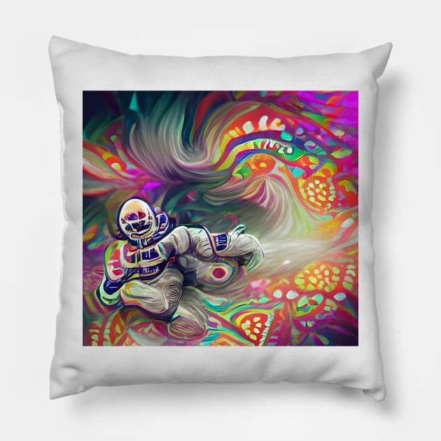 Psychedelic Astronaut Pillow by Mihadom