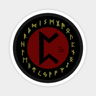 Red Perdhro Futhark Rune Symbol Magnet